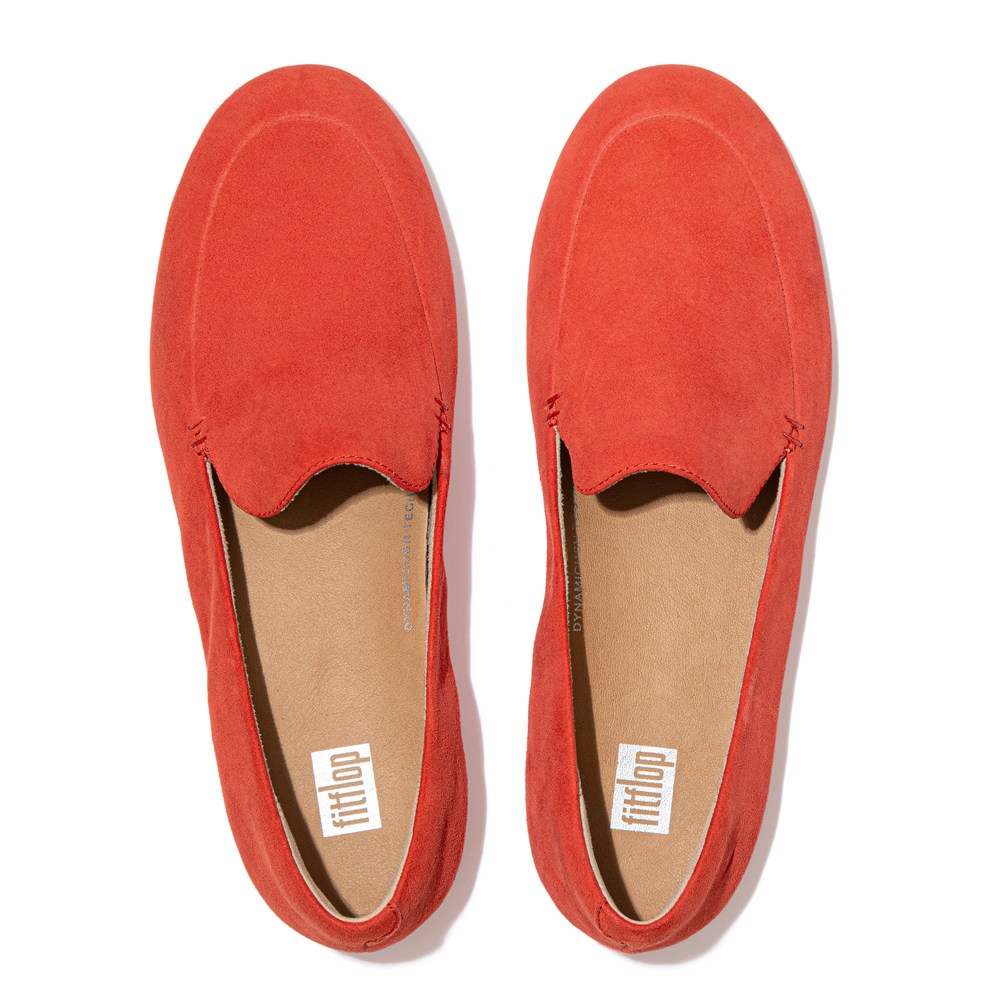 Fitflop Womens Loafers Coral Pink - Lena Suede - 27VUTSKMP